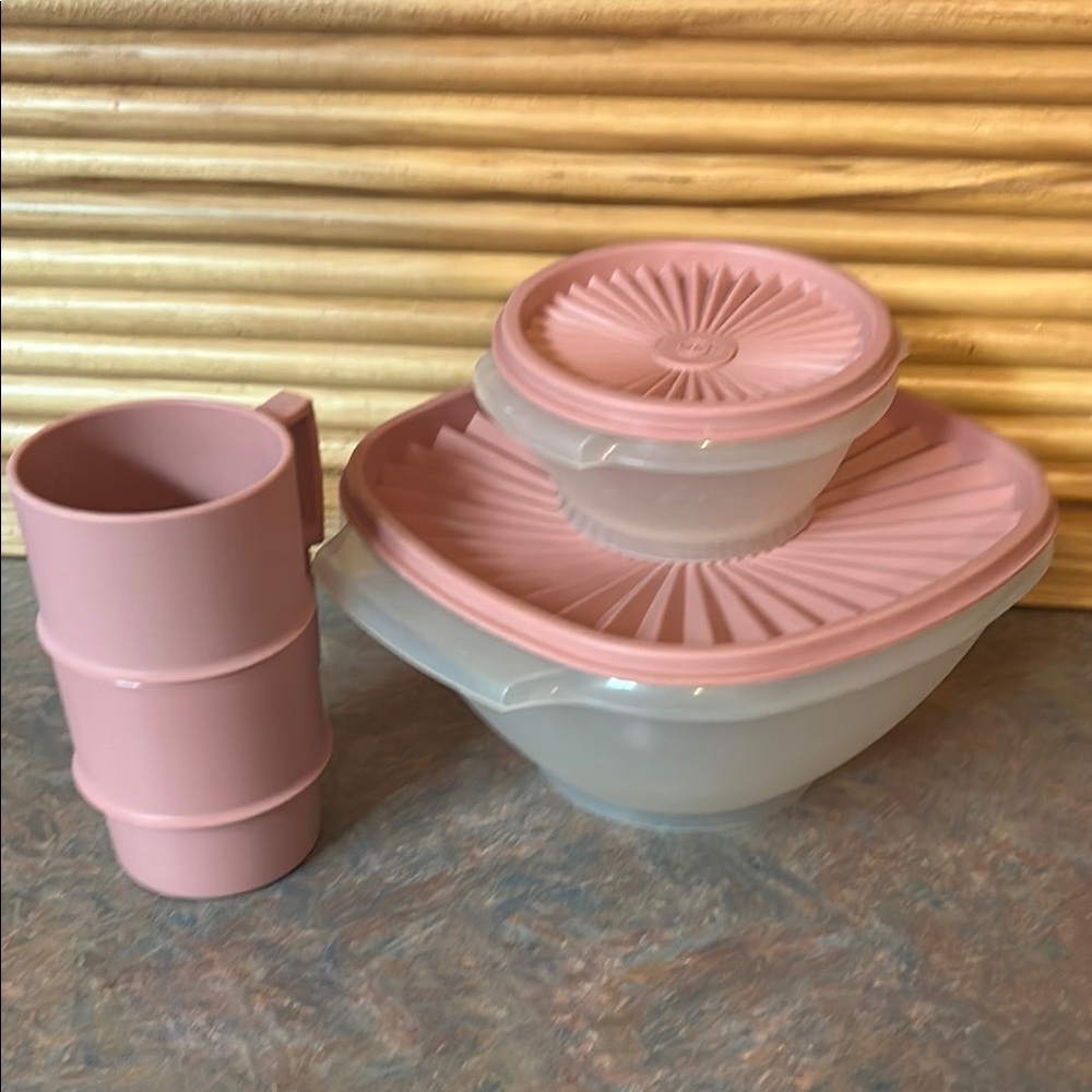 Tupperware Pink and Clear Kitchenware Set